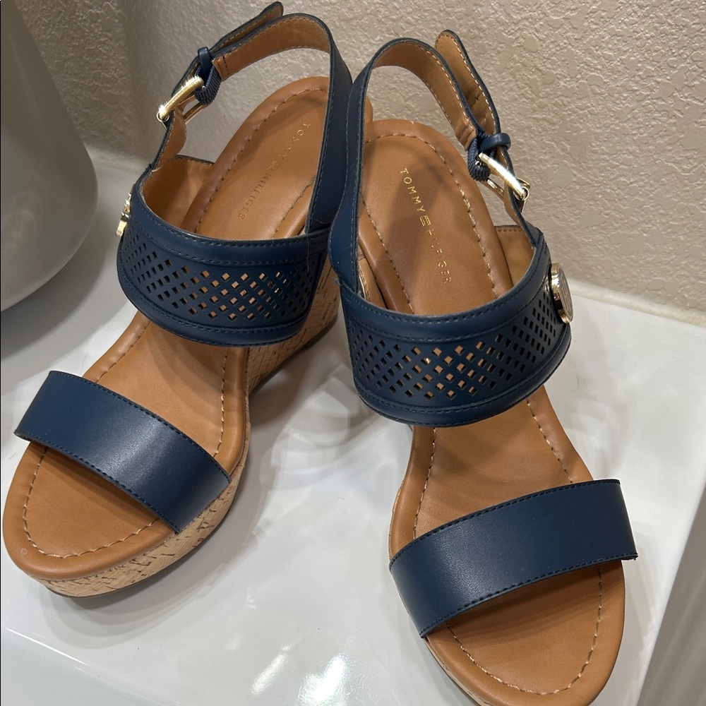 Tommy Hilfiger Navy Wedge Sandals